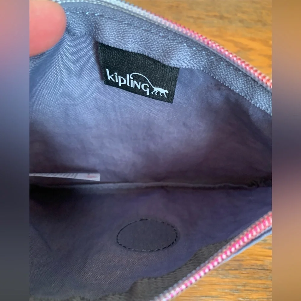 Kipling Blue Creativity Pouch Metallic Zipper NWT 8”x5”